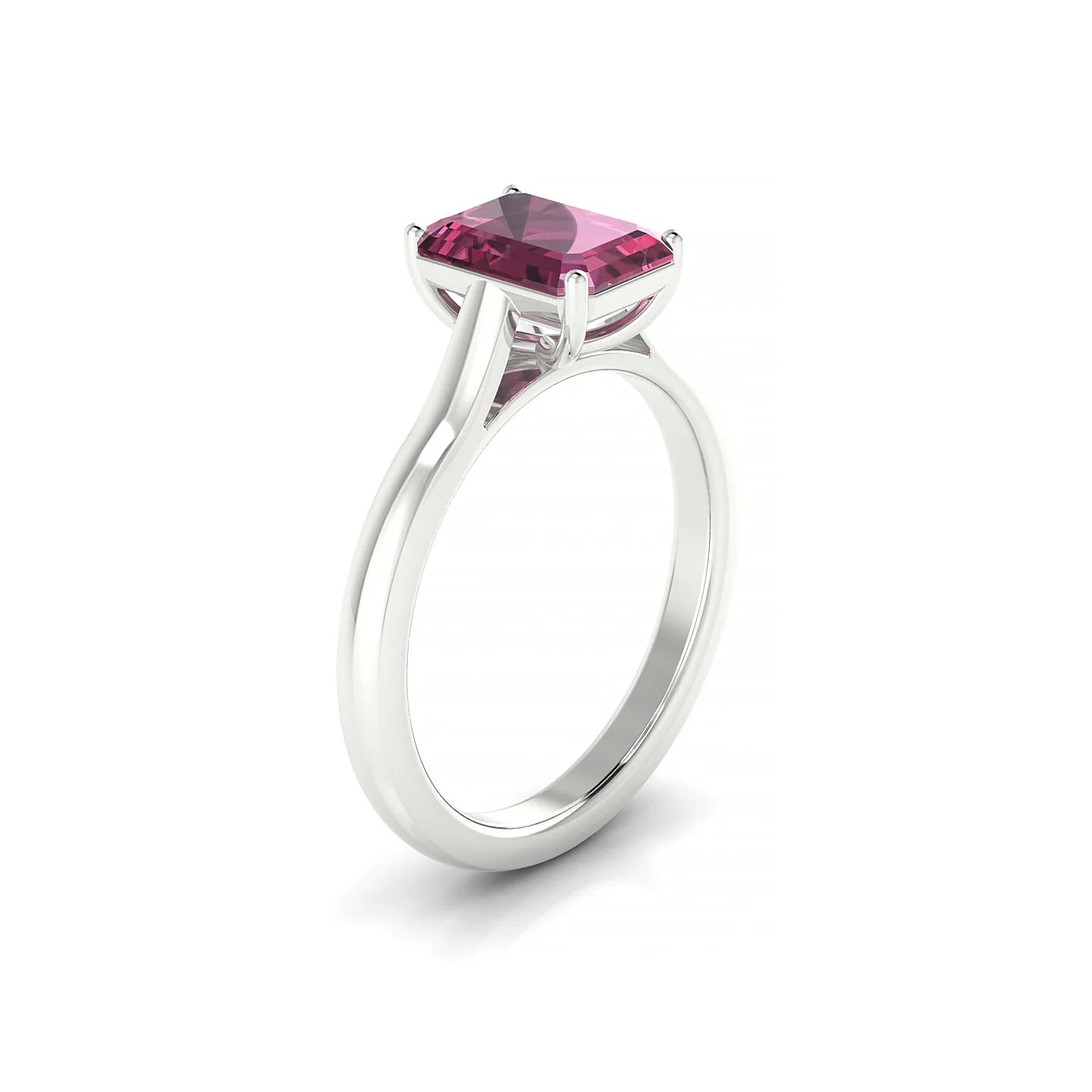 Cathedral | 18k White Gold 8 x 6 mm Emerald Rhodolite Ring