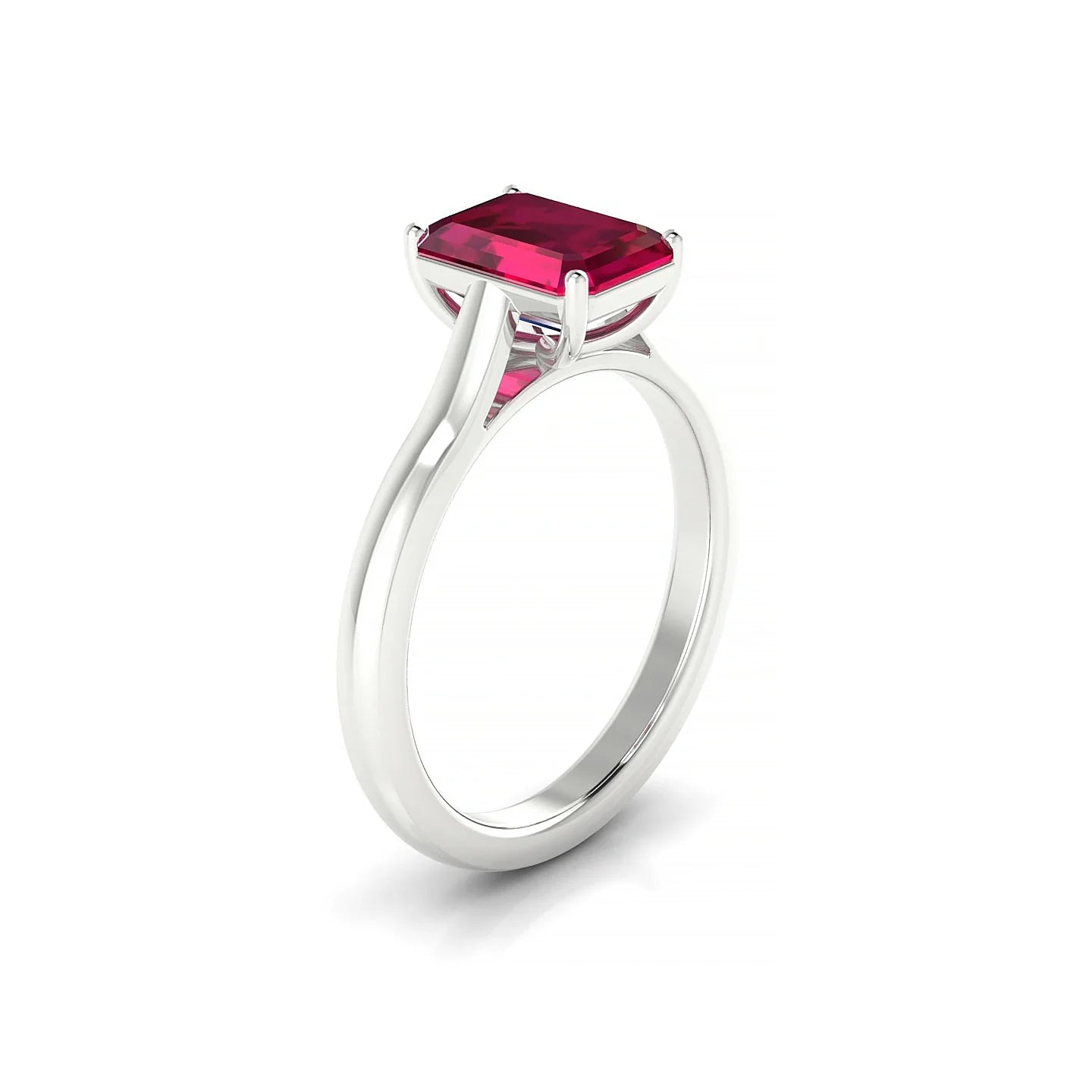 Cathedral | 18k White Gold 8 x 6 mm Emerald Ruby Ring