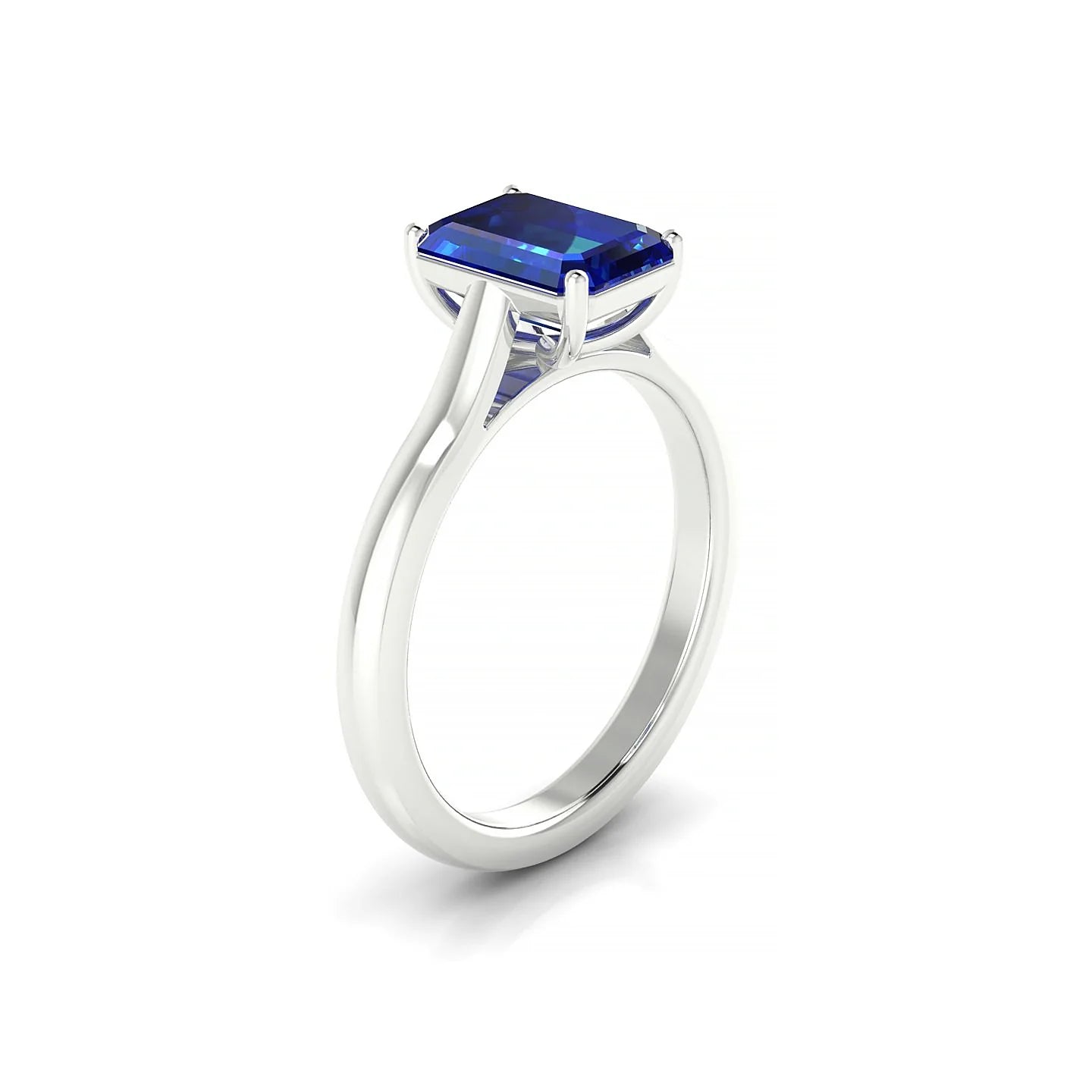 Cathedral | 18k White Gold 8 x 6 mm Emerald Sapphire Ring