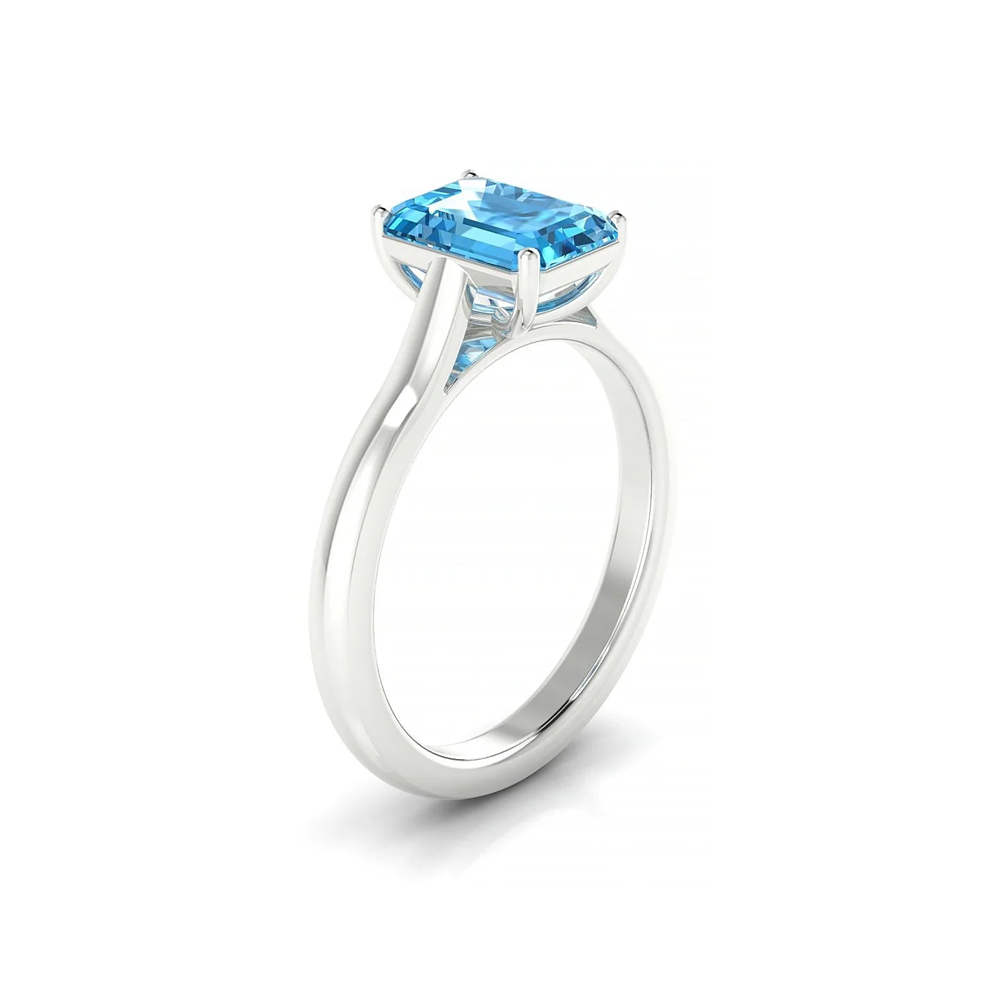 Cathedral | 18k White Gold 8 x 6 mm Emerald Topaz Ring