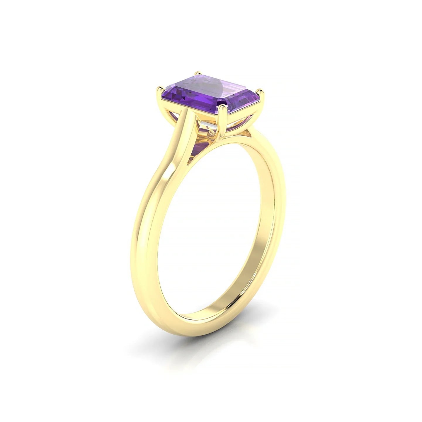 Cathedral | 18k Yellow Gold 8 x 6 mm Emerald Amethyst Ring
