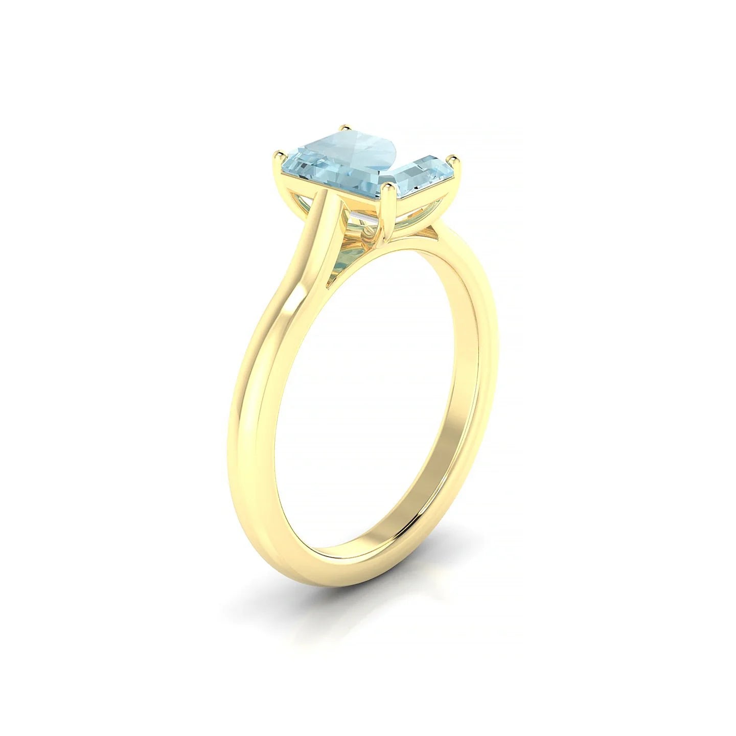 Cathedral | 18k Yellow Gold 8 x 6 mm Emerald Aquamarine Ring