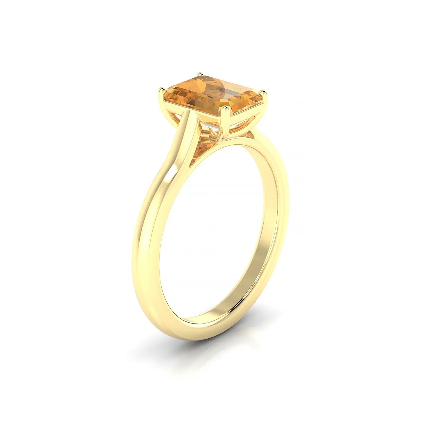 Cathedral | 18k Yellow Gold 8 x 6 mm Emerald Citrine Ring