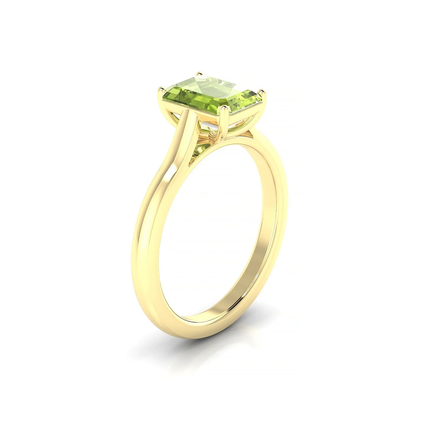 Cathedral | 18k Yellow Gold 8 x 6 mm Emerald Peridot Ring