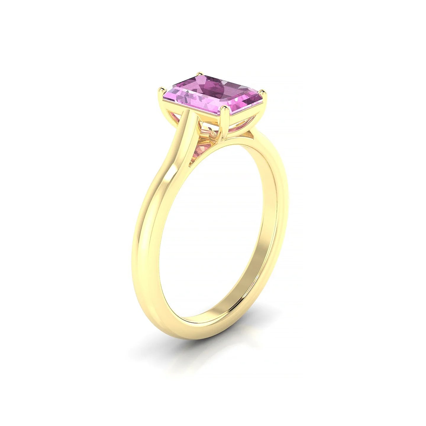 Cathedral | 18k Yellow Gold 8 x 6 mm Emerald Pink Sapphire Ring