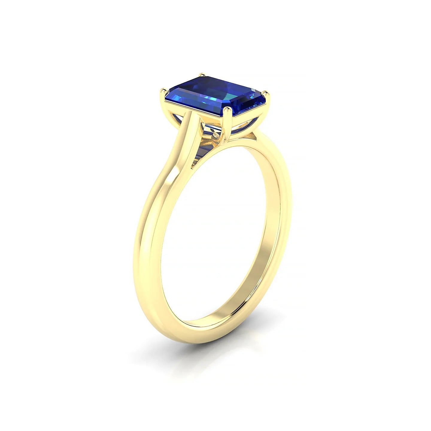 Cathedral | 18k Yellow Gold 8 x 6 mm Emerald Sapphire Ring