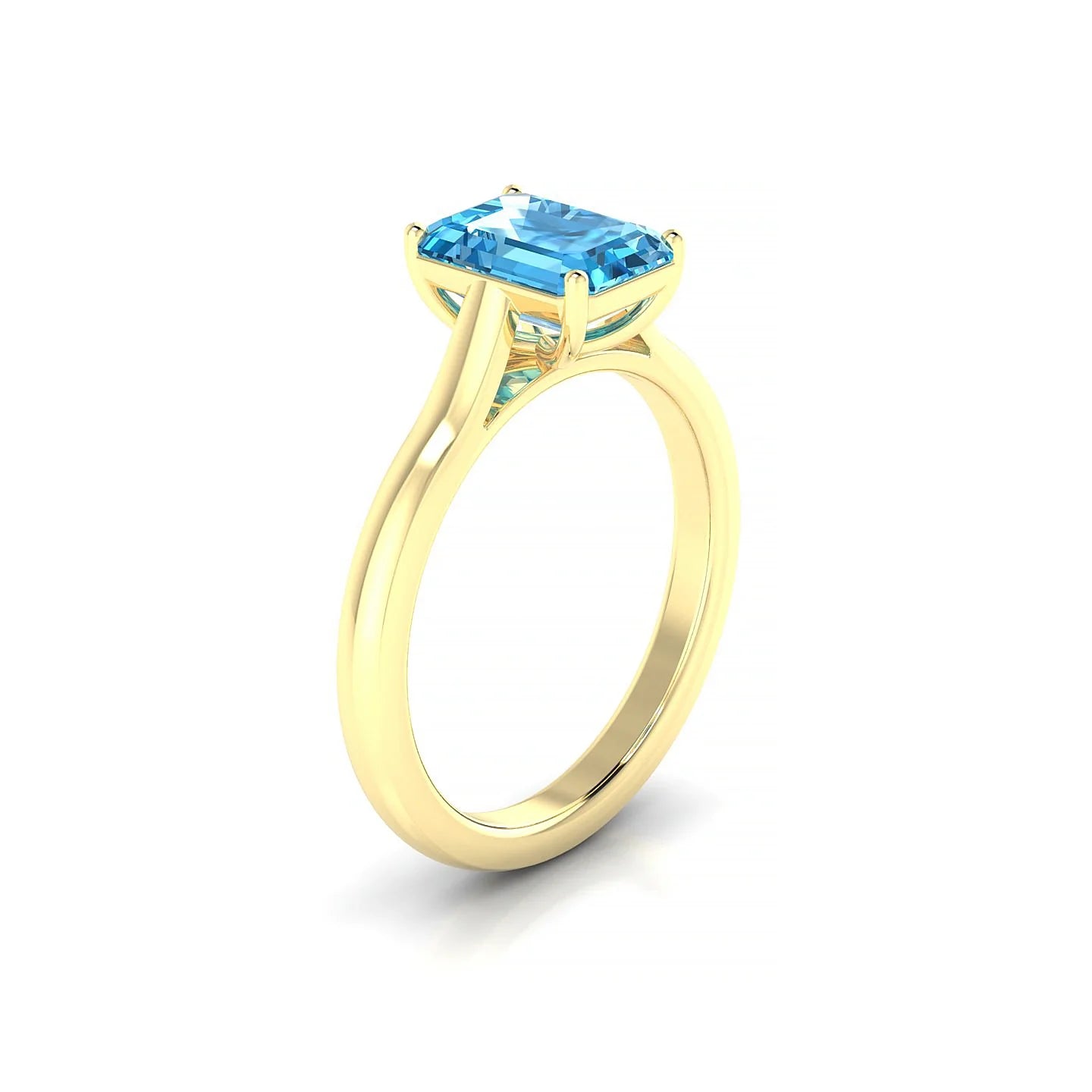 Cathedral | 18k Yellow Gold 8 x 6 mm Emerald Topaz Ring