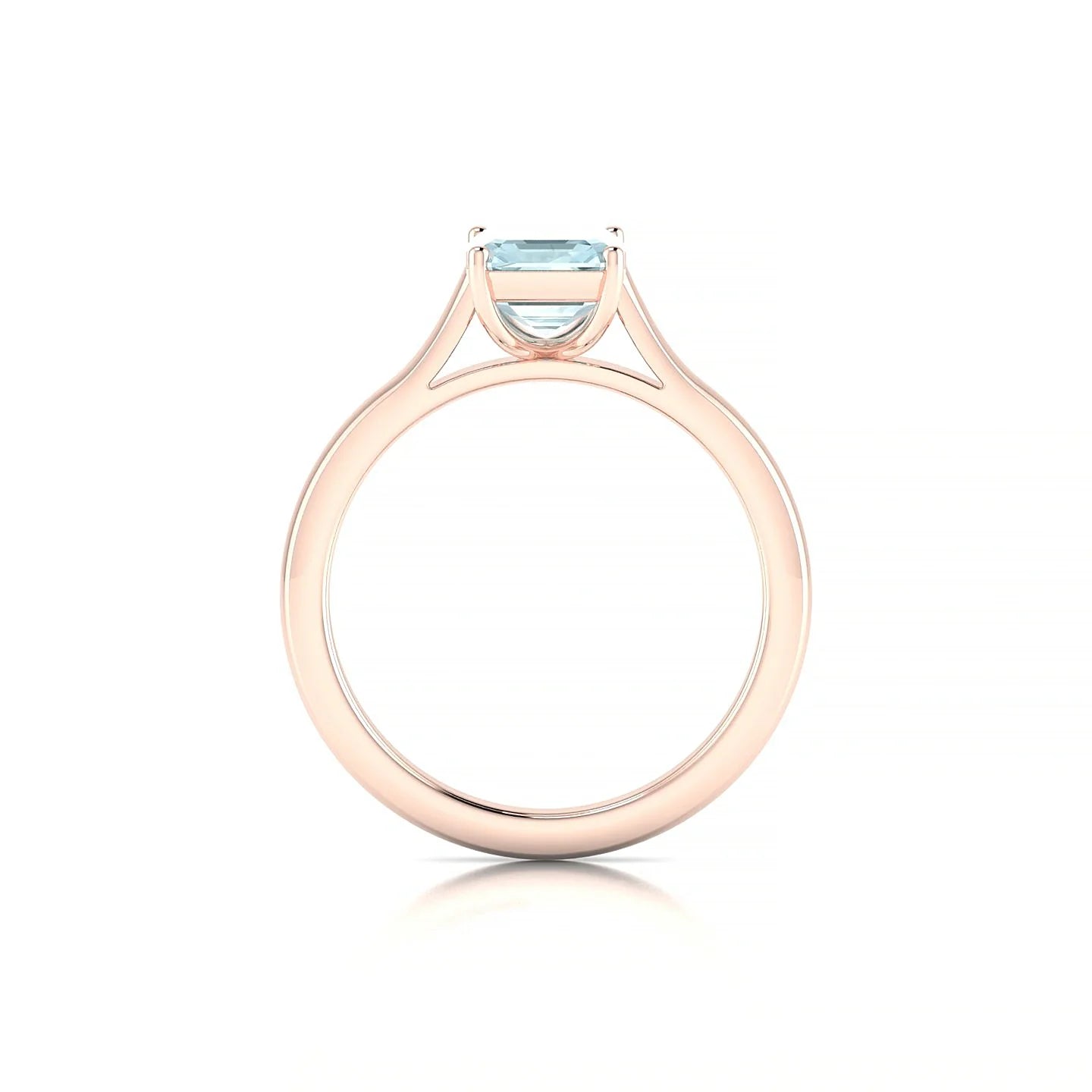Cathedral | 18k Rose Gold 8 x 6 mm Emerald Aquamarine Ring
