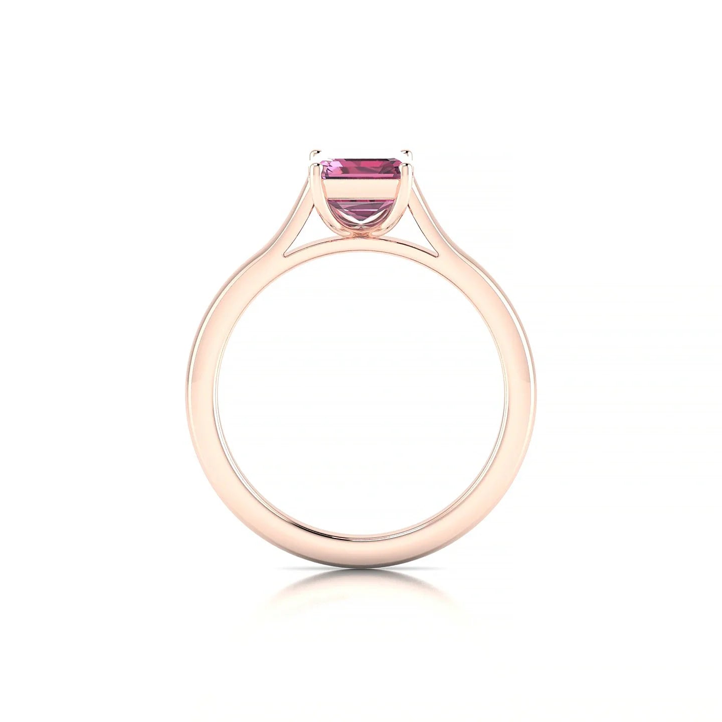 Cathedral | 18k Rose Gold 8 x 6 mm Emerald Rhodolite Ring