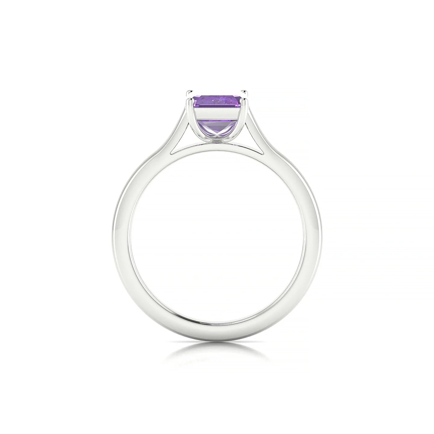 Cathedral | 18k White Gold 8 x 6 mm Emerald Amethyst Ring