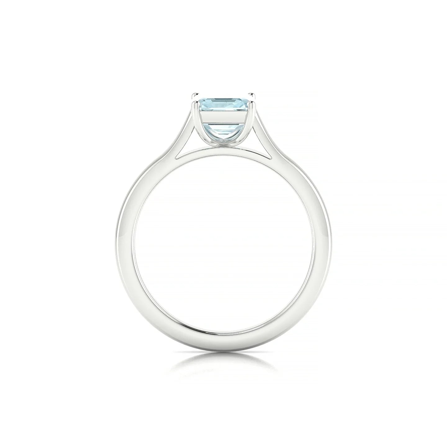 Cathedral | 18k White Gold 8 x 6 mm Emerald Aquamarine Ring