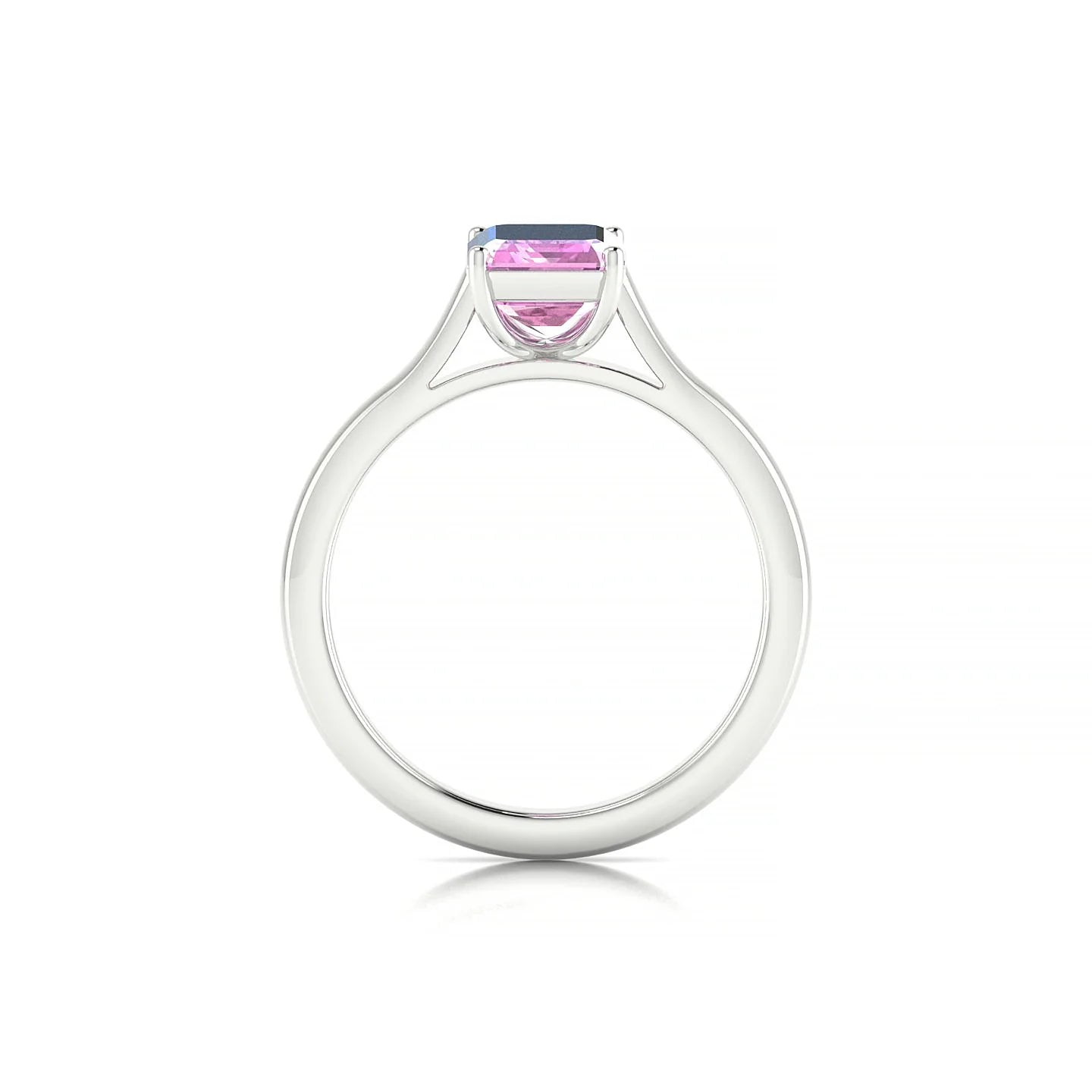 Cathedral | 18k White Gold 8 x 6 mm Emerald Pink Sapphire Ring