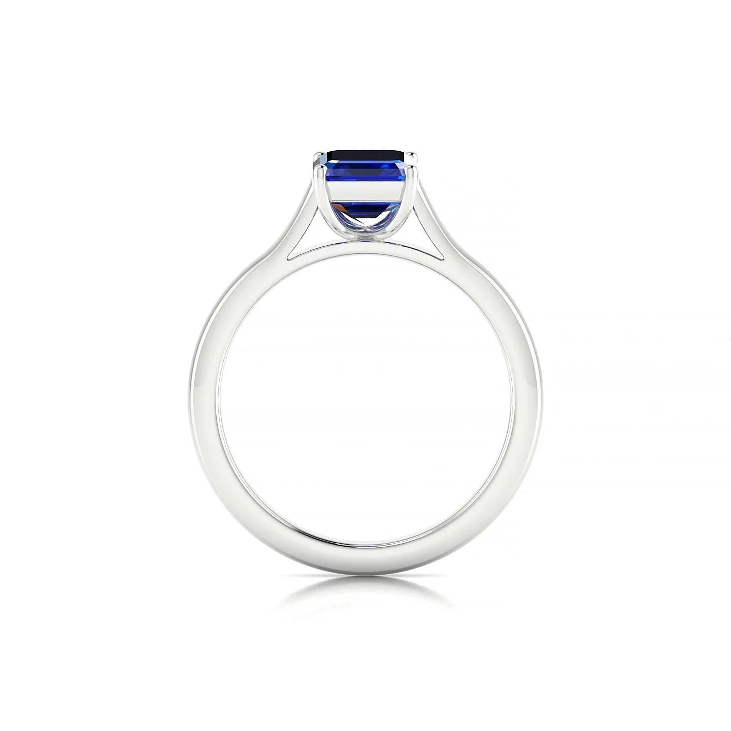 Cathedral | 18k White Gold 8 x 6 mm Emerald Sapphire Ring