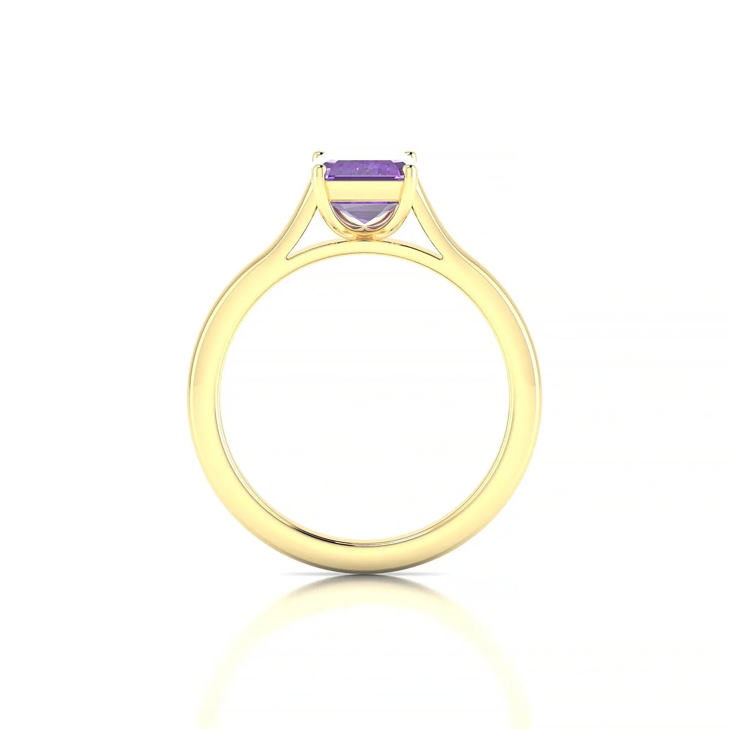 Cathedral | 18k Yellow Gold 8 x 6 mm Emerald Amethyst Ring