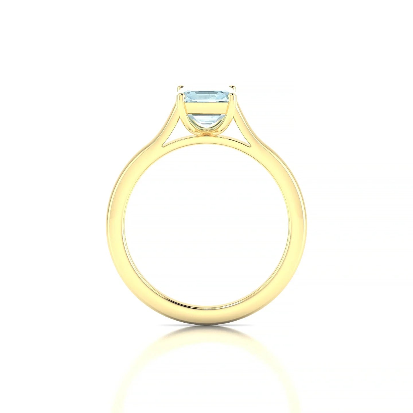 Cathedral | 18k Yellow Gold 8 x 6 mm Emerald Aquamarine Ring