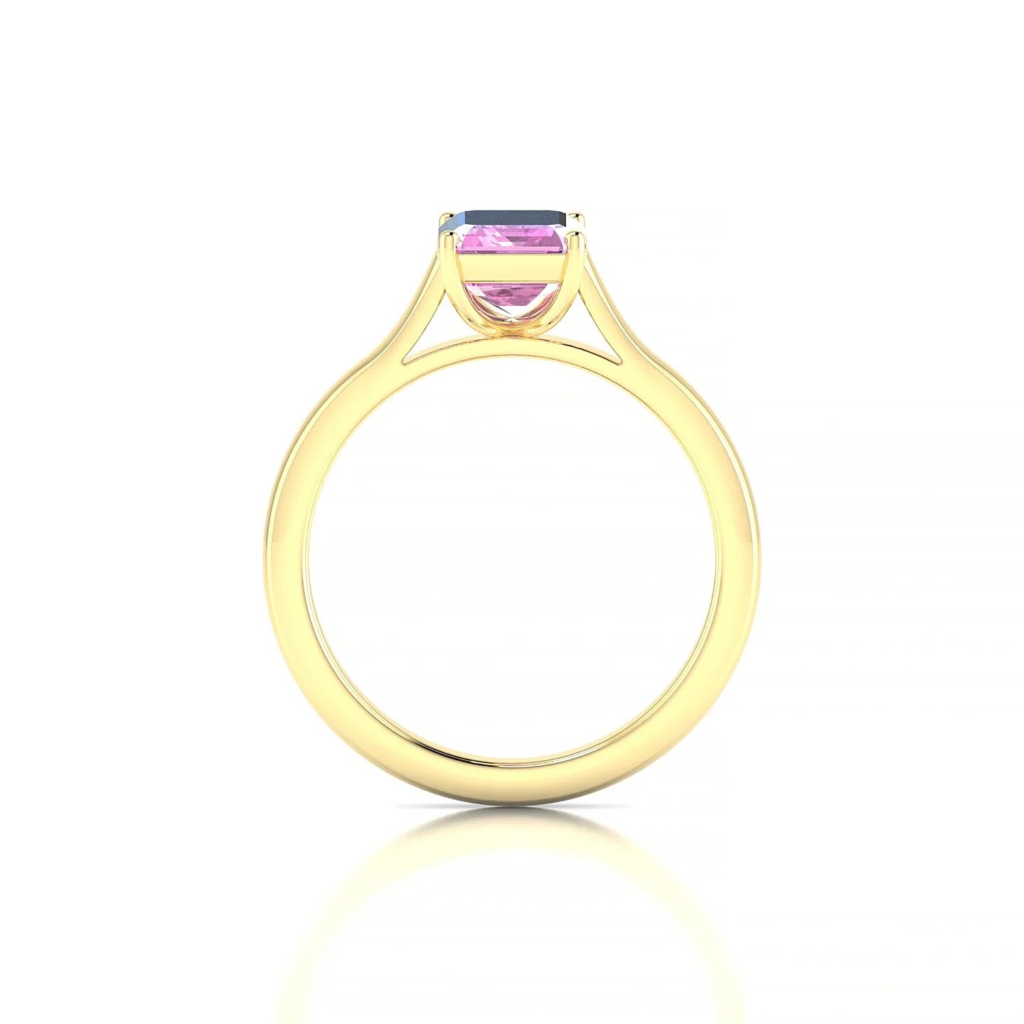 Cathedral | 18k Yellow Gold 8 x 6 mm Emerald Pink Sapphire Ring