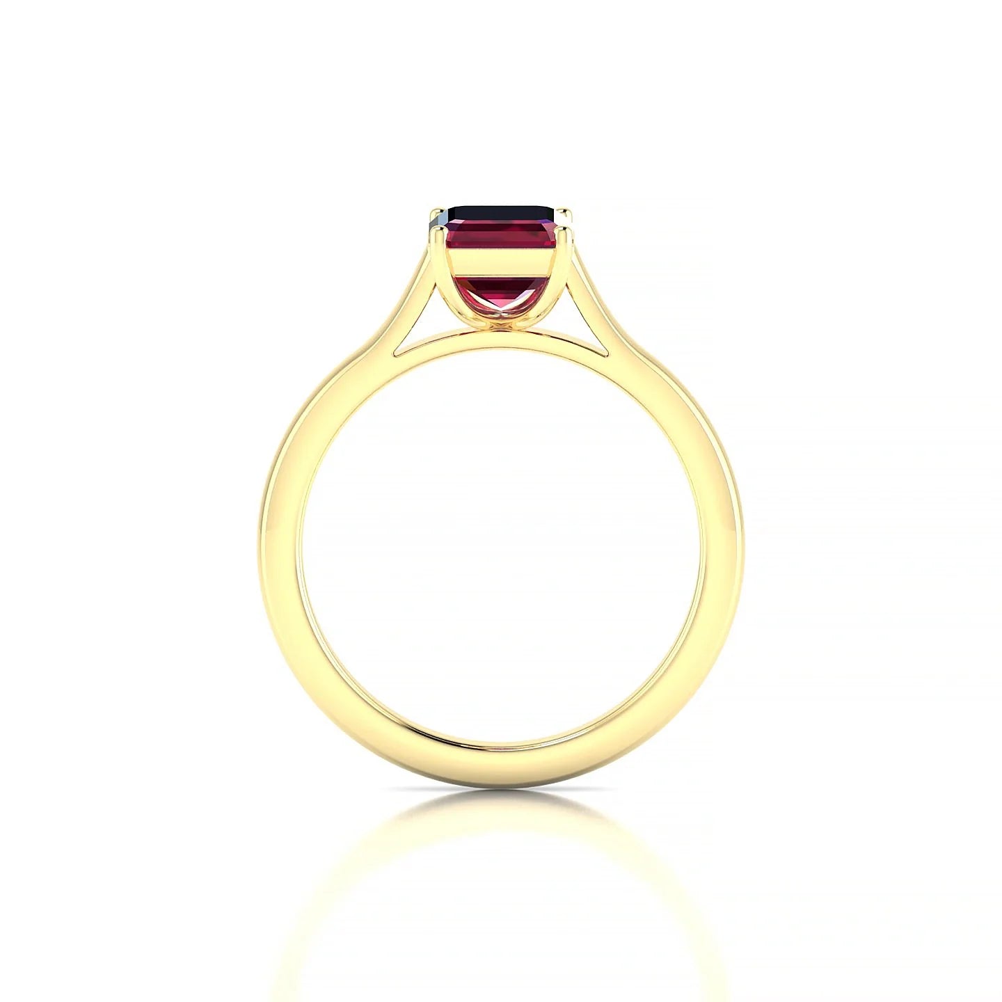 Cathedral | 18k Yellow Gold 8 x 6 mm Emerald Ruby Ring