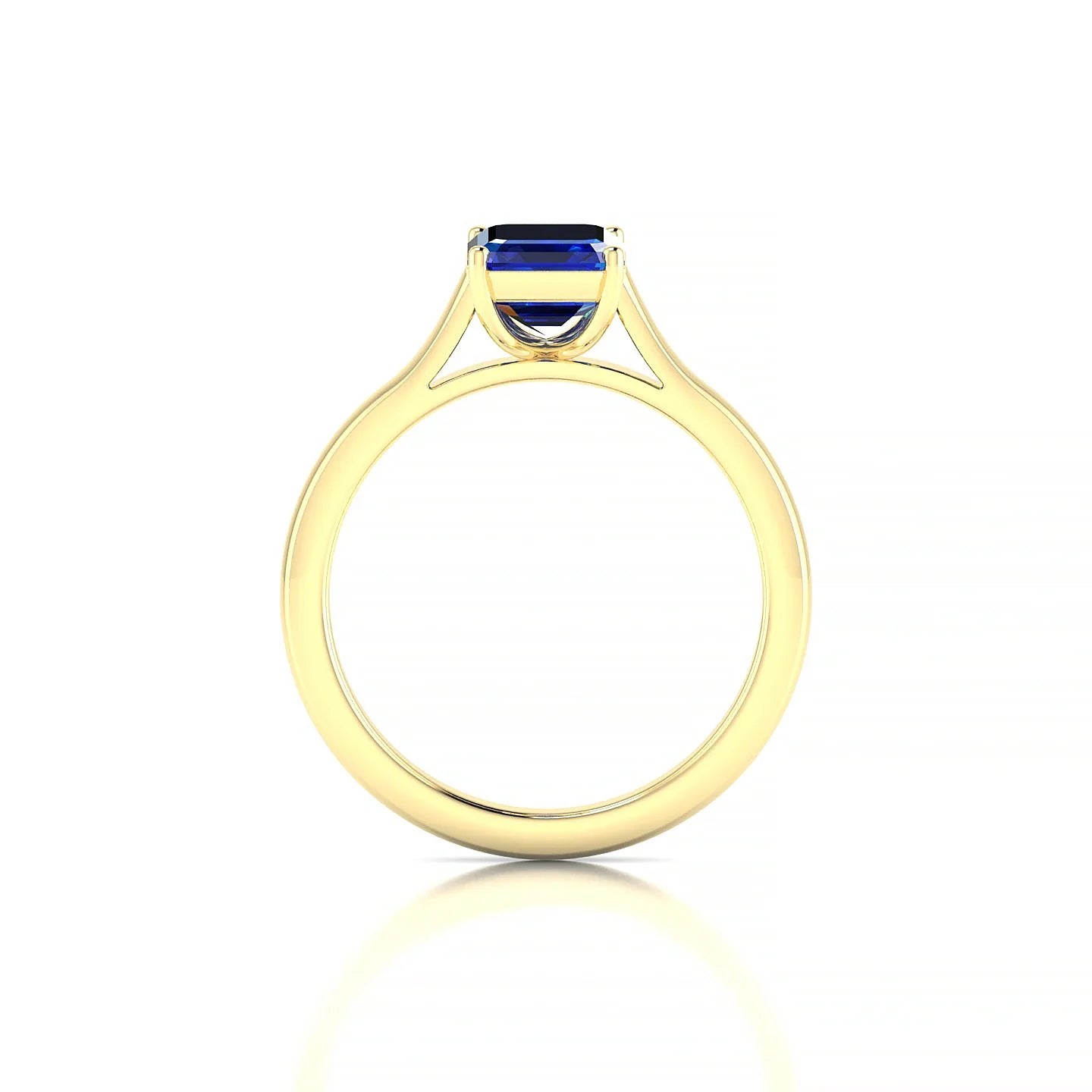 Cathedral | 18k Yellow Gold 8 x 6 mm Emerald Sapphire Ring