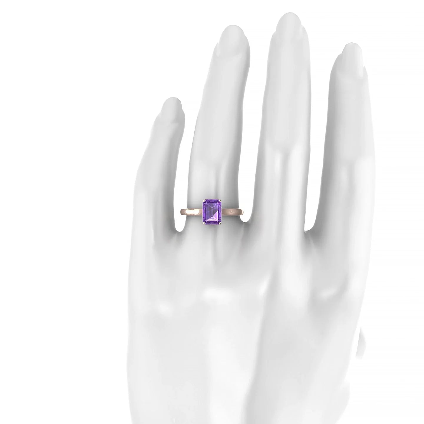Cathedral | 18k Rose Gold 8 x 6 mm Emerald Amethyst Ring