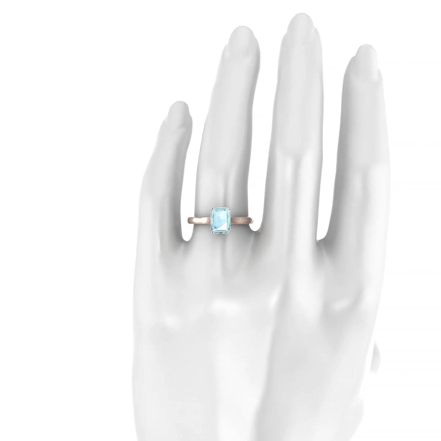 Cathedral | 18k Rose Gold 8 x 6 mm Emerald Aquamarine Ring