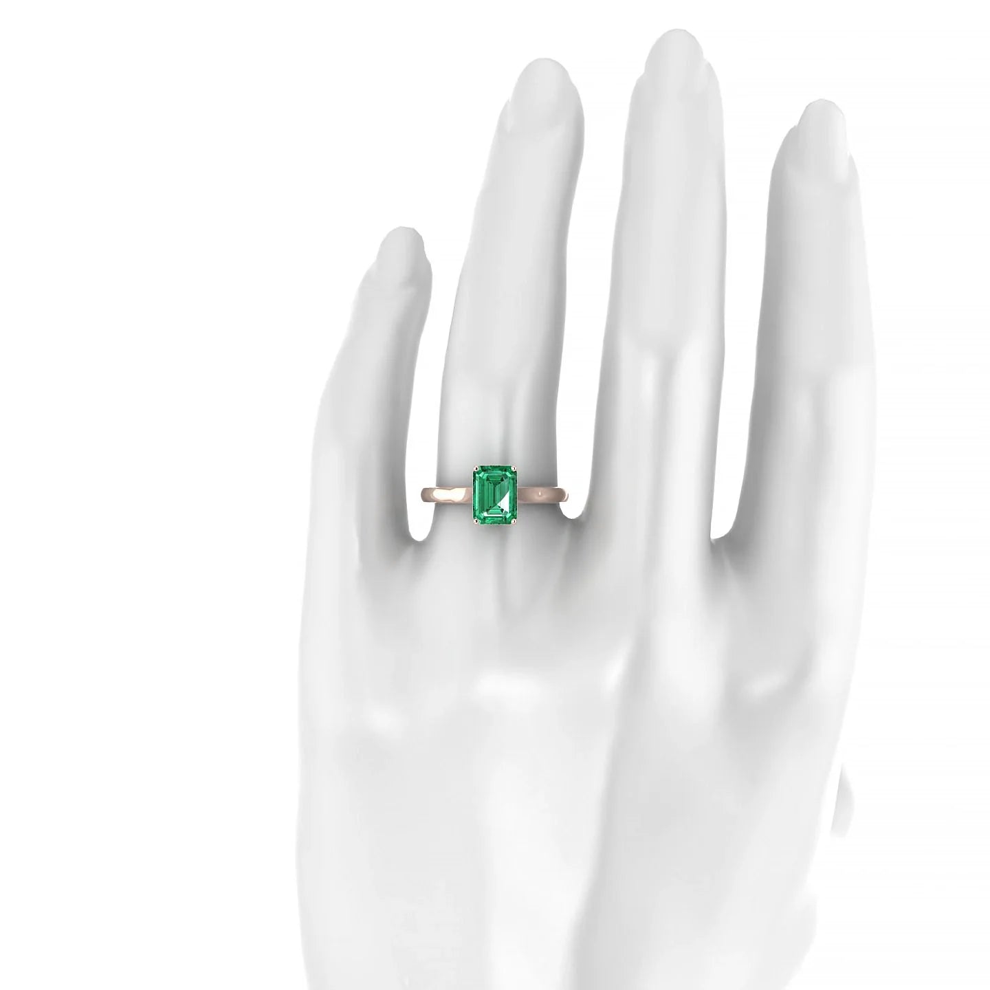 Cathedral | 18k Rose Gold 8 x 6 mm Emerald Emerald Ring