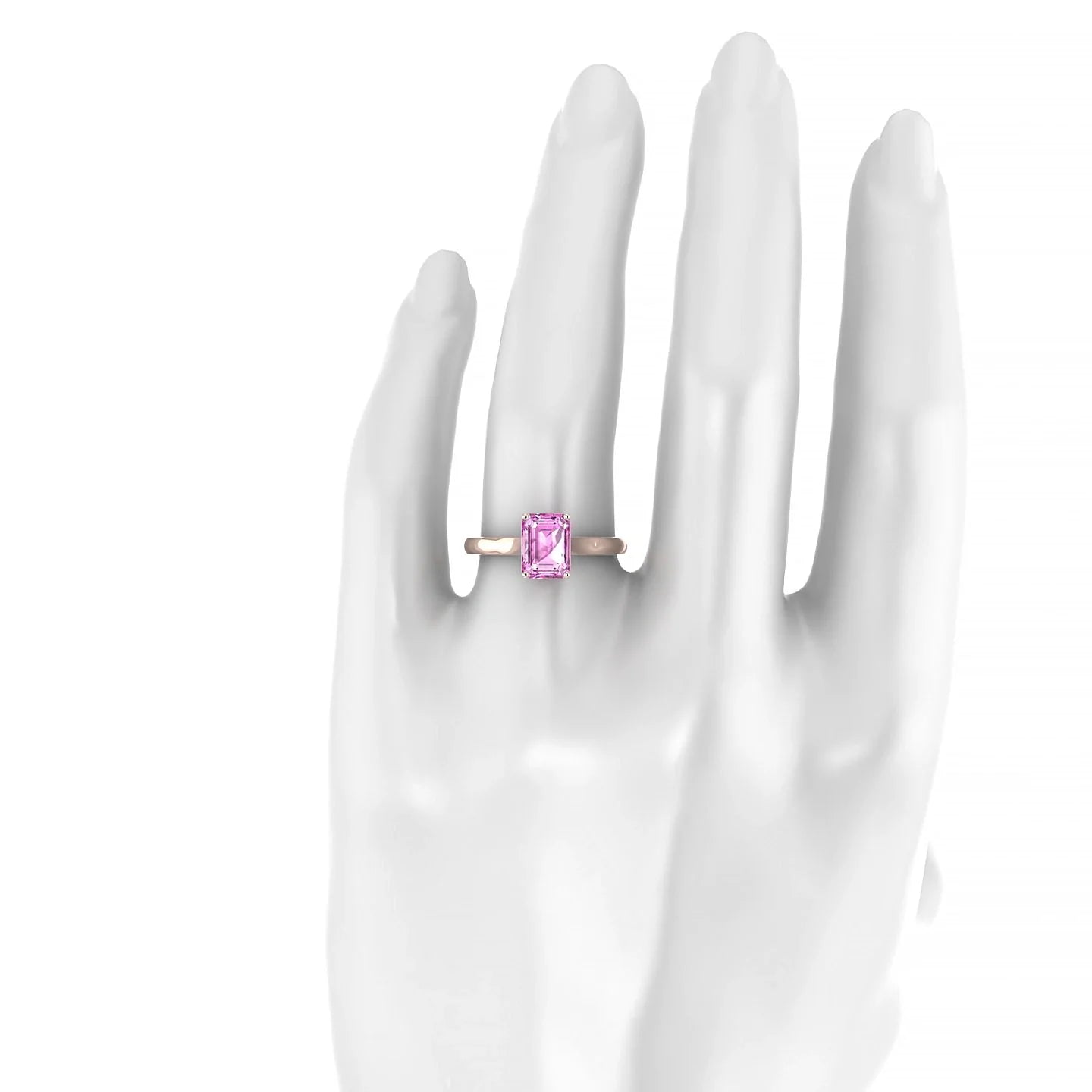 Cathedral | 18k Rose Gold 8 x 6 mm Emerald Pink Sapphire Ring