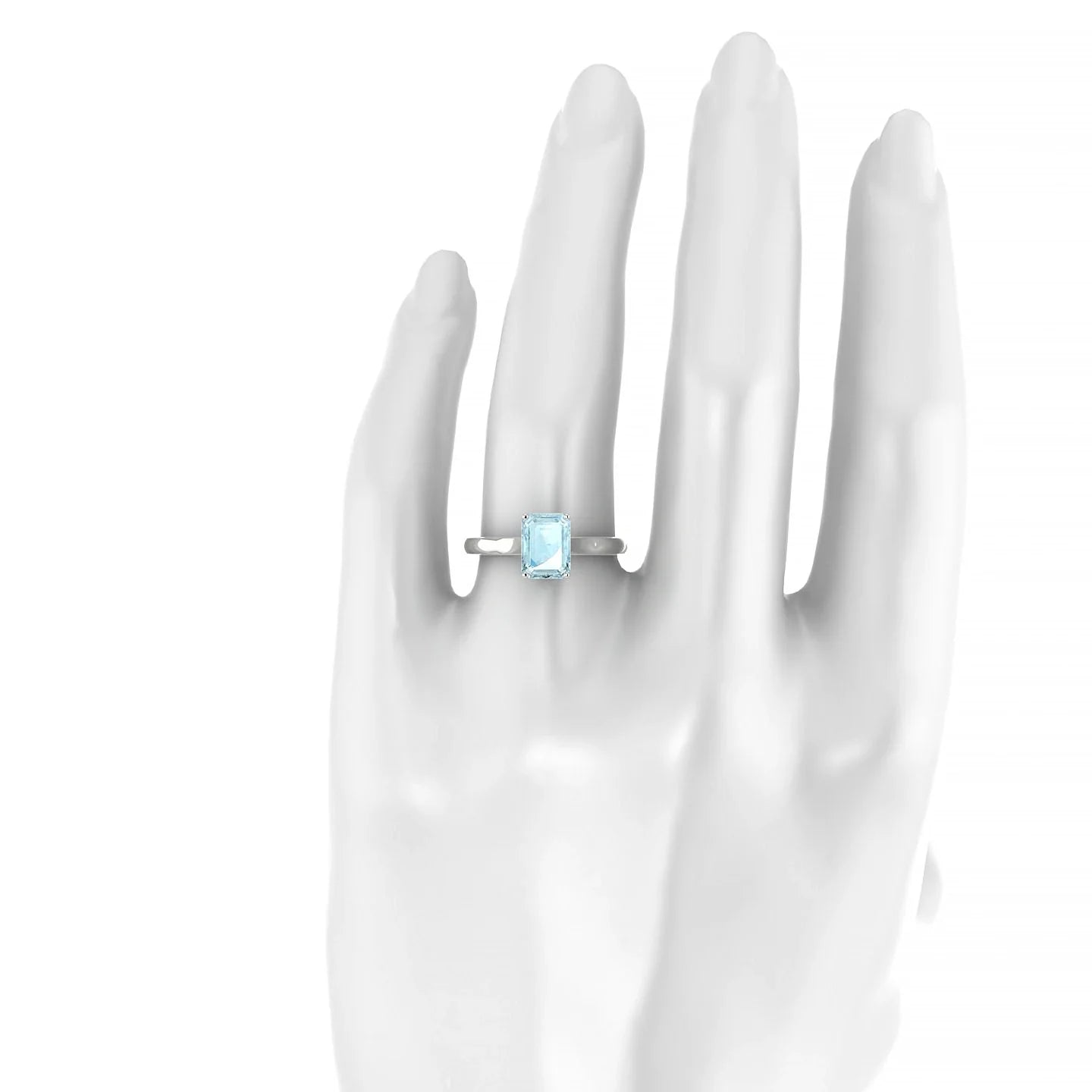 Cathedral | 18k White Gold 8 x 6 mm Emerald Aquamarine Ring