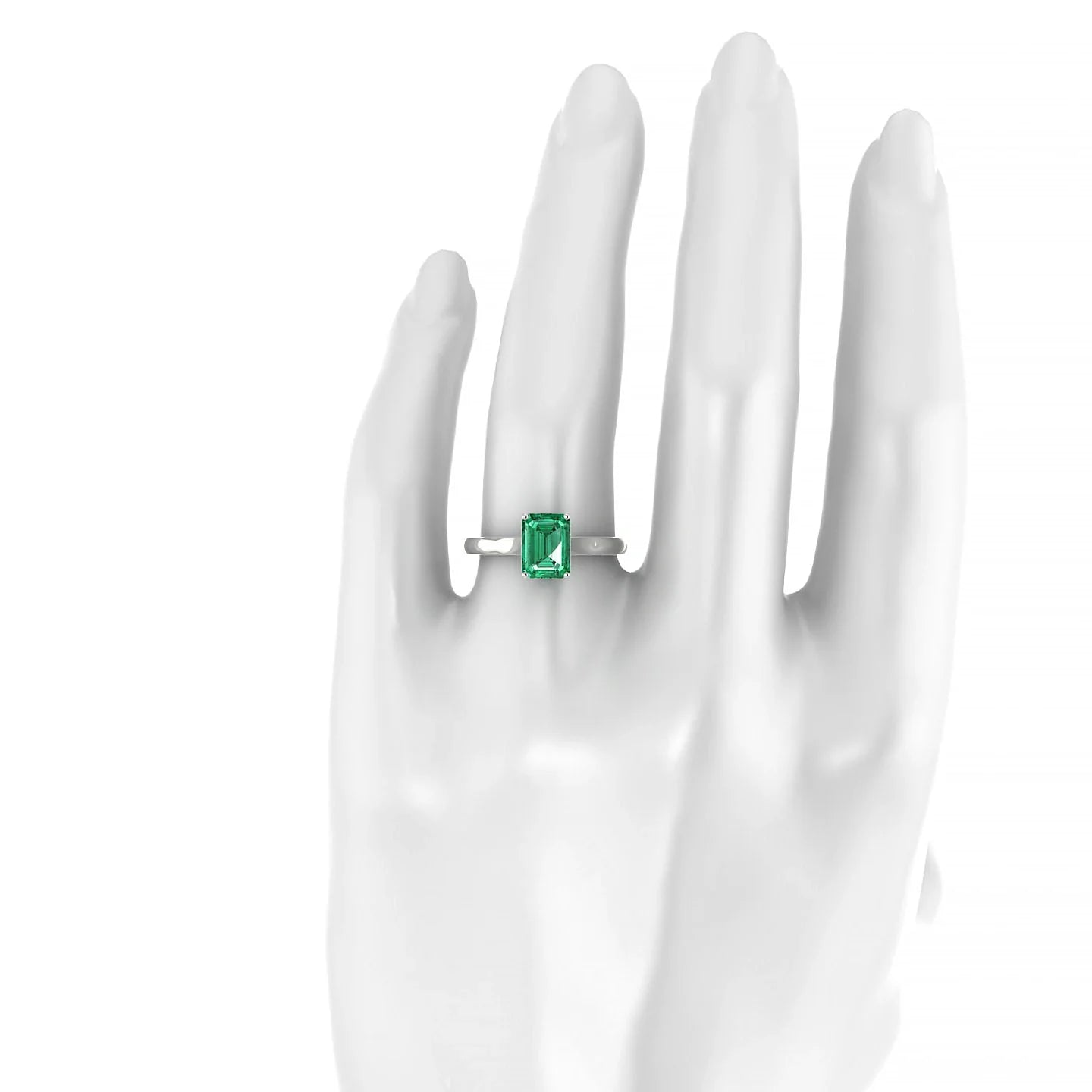 Cathedral | 18k White Gold 8 x 6 mm Emerald Emerald Ring