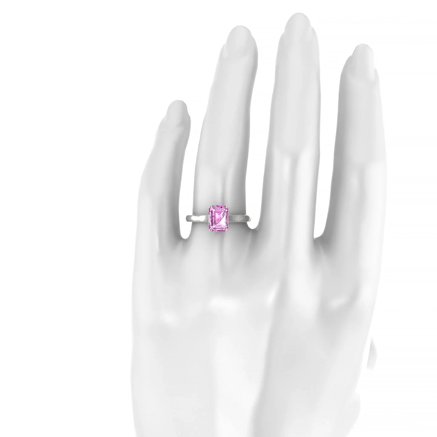 Cathedral | 18k White Gold 8 x 6 mm Emerald Pink Sapphire Ring