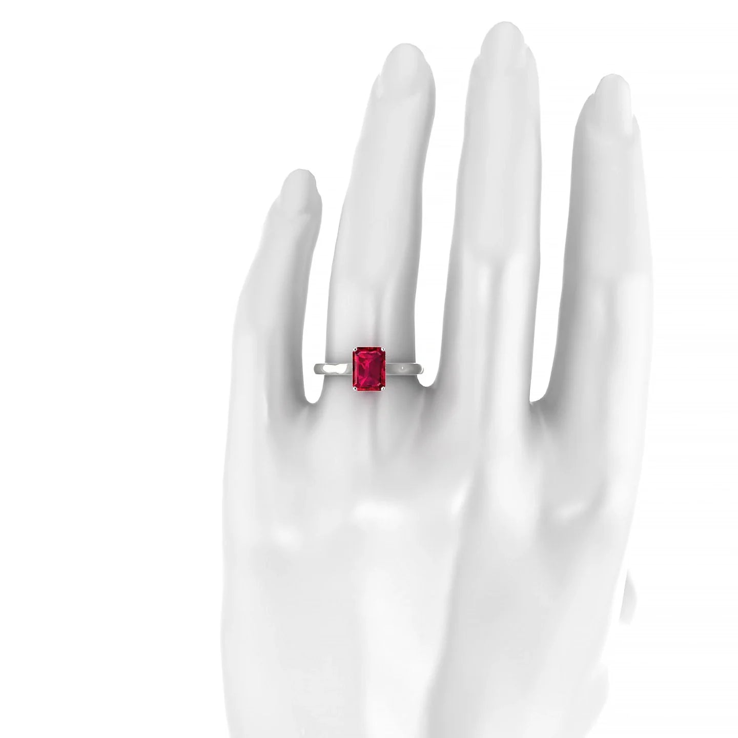 Cathedral | 18k White Gold 8 x 6 mm Emerald Ruby Ring