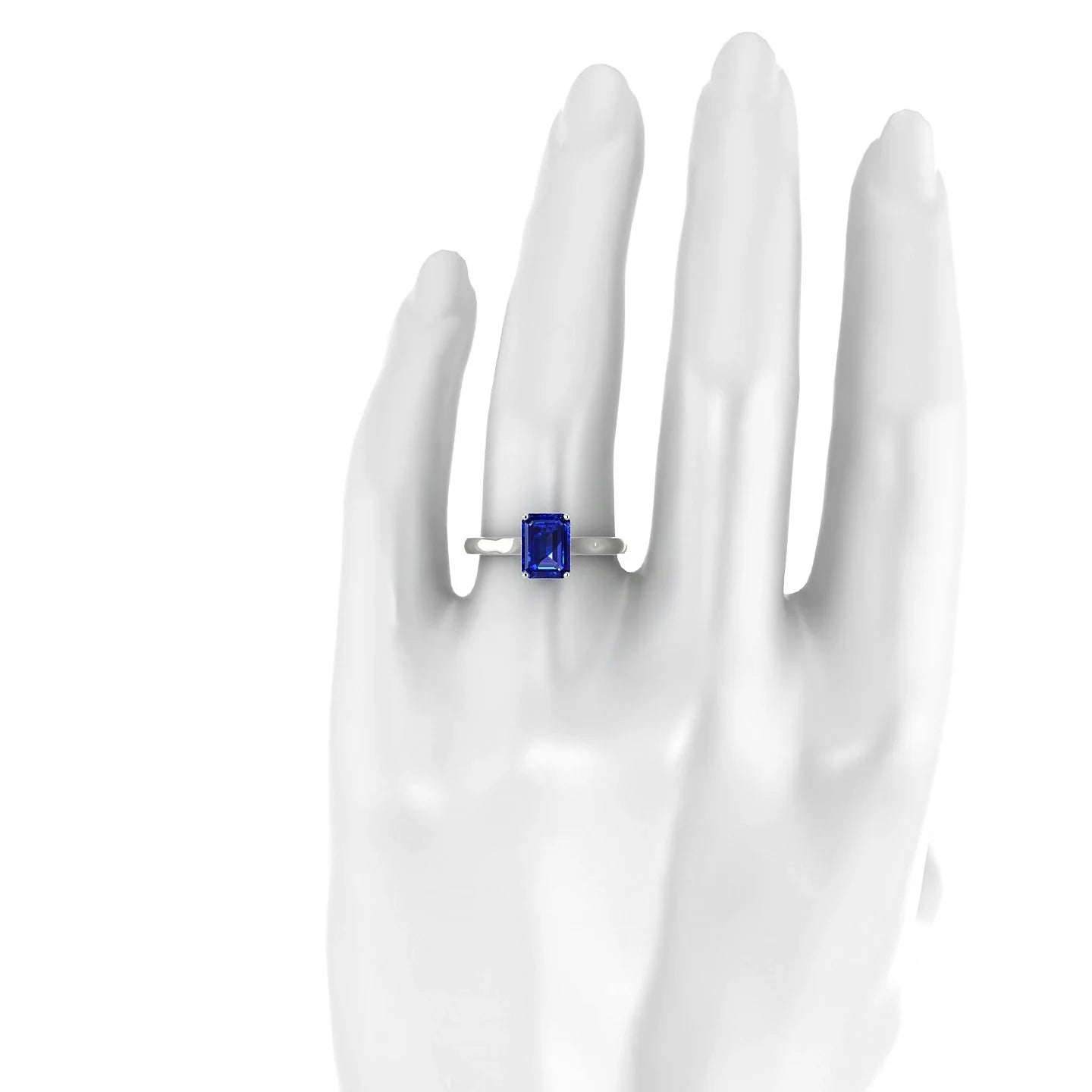 Cathedral | 18k White Gold 8 x 6 mm Emerald Sapphire Ring