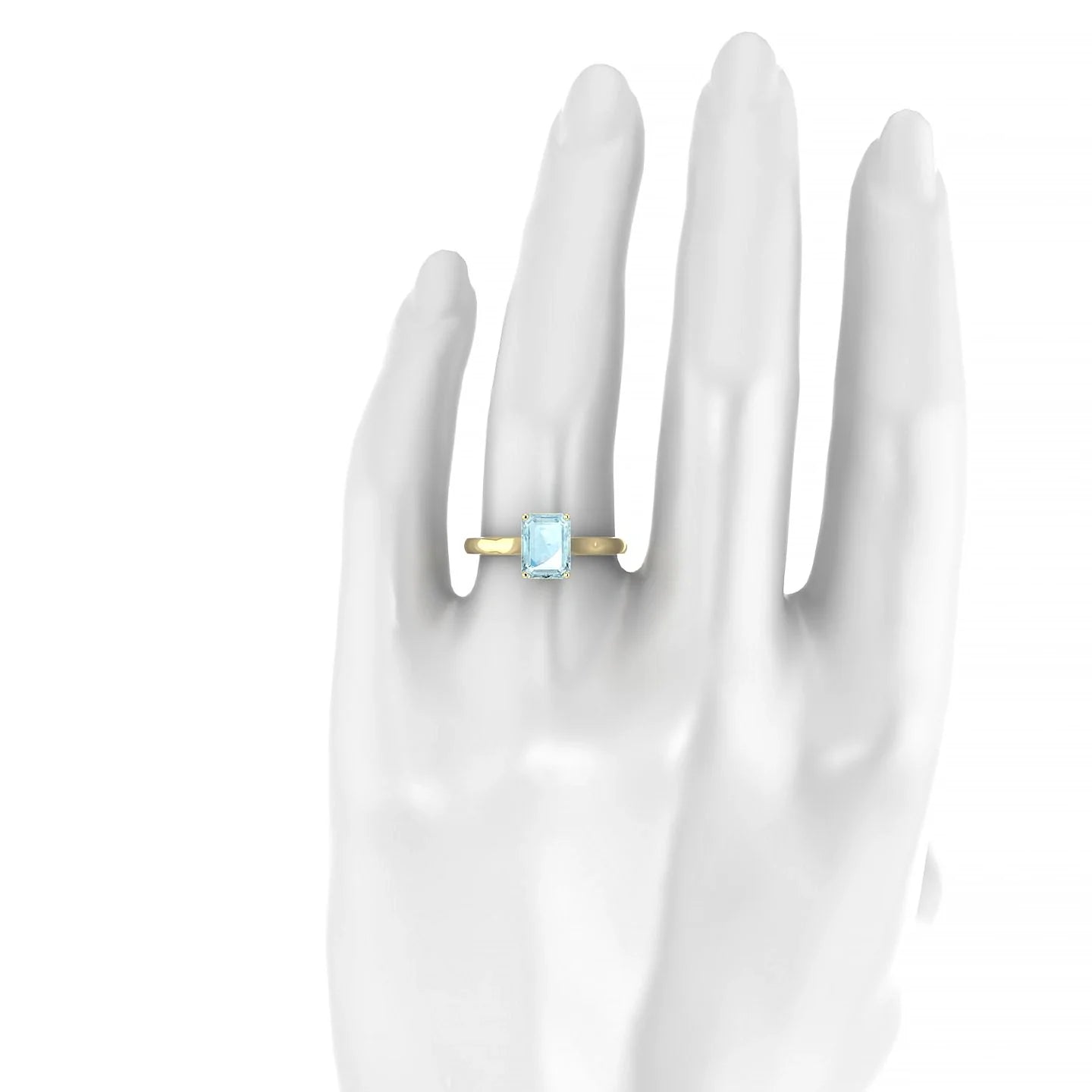 Cathedral | 18k Yellow Gold 8 x 6 mm Emerald Aquamarine Ring