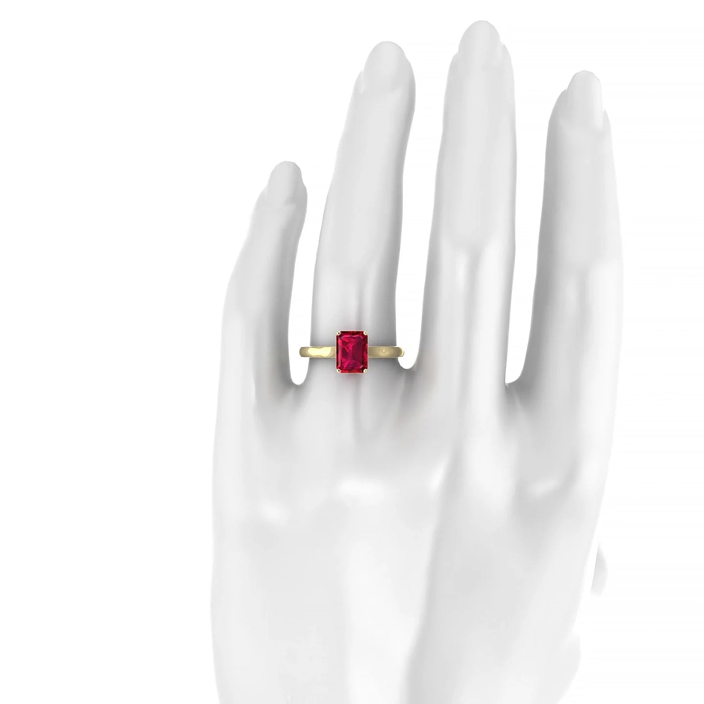 Cathedral | 18k Yellow Gold 8 x 6 mm Emerald Ruby Ring