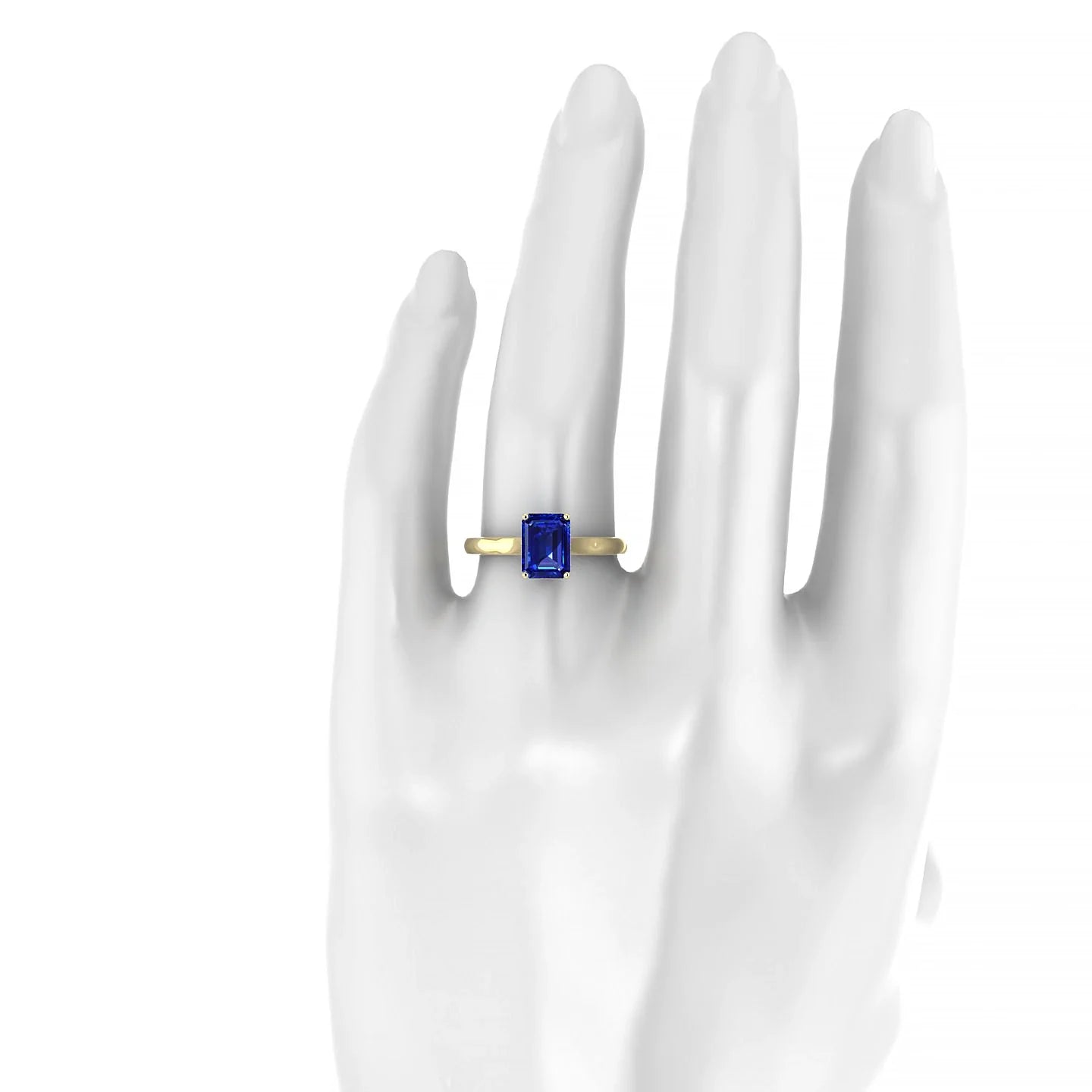 Cathedral | 18k Yellow Gold 8 x 6 mm Emerald Sapphire Ring