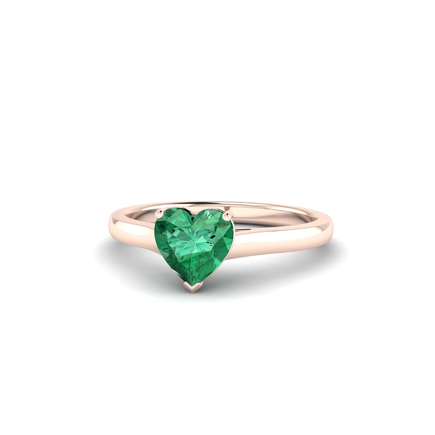 Cathedral | 18k Rose Gold 5.5 mm Heart Emerald Ring