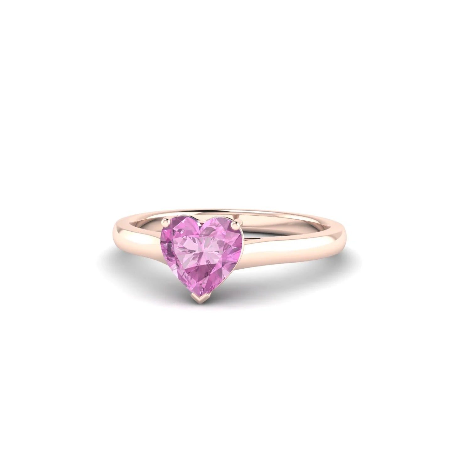 Cathedral | 18k Rose Gold 5.5 mm Heart Pink Sapphire Ring