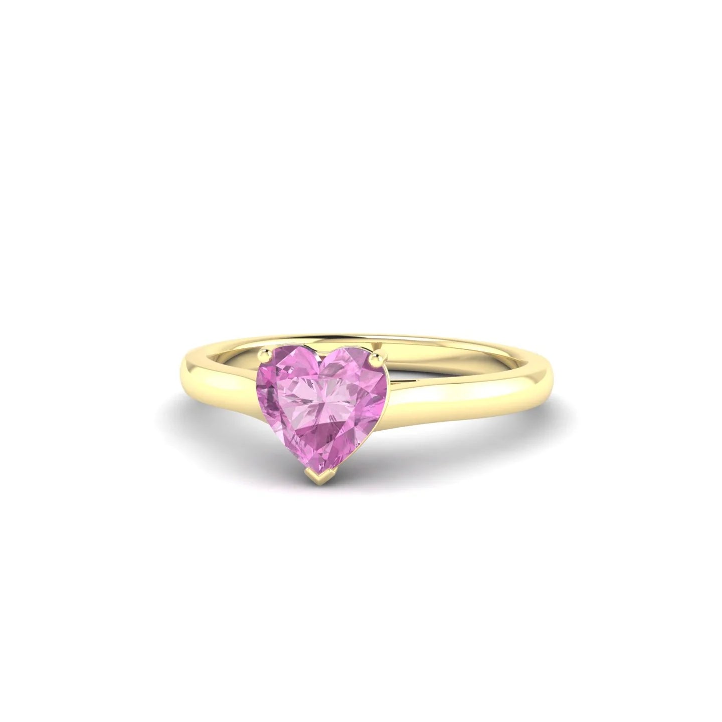 Cathedral | 18k Yellow Gold 5.5 mm Heart Pink Sapphire Ring