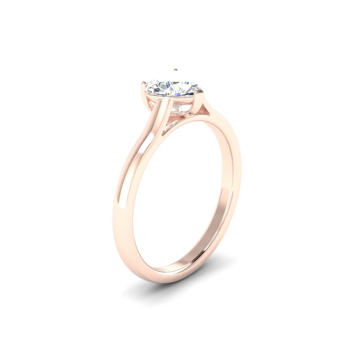 Cathedral | 18k Rose Gold 5.5 mm Heart Diamond Ring