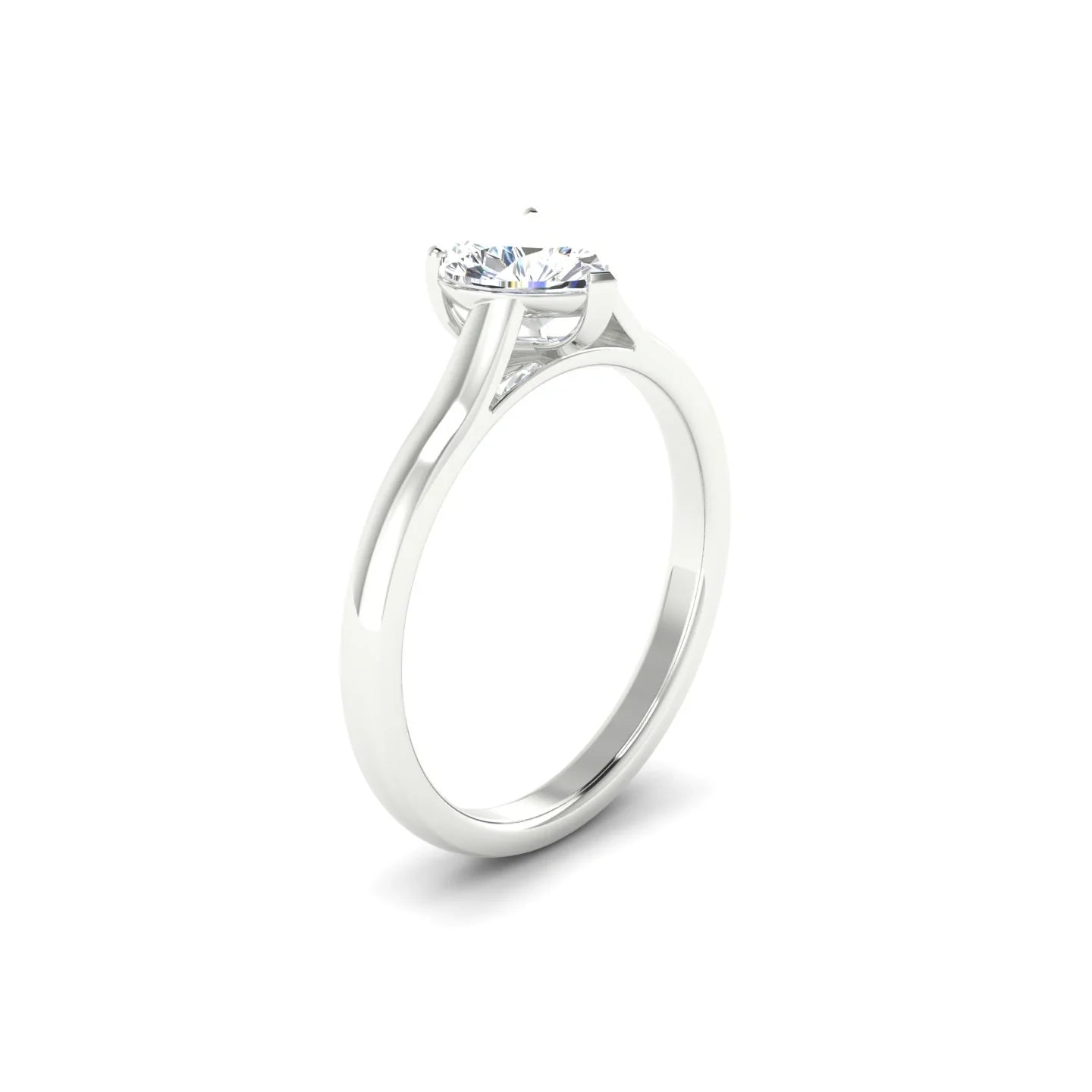 Cathedral | 18k White Gold 5.5 mm Heart Diamond Ring