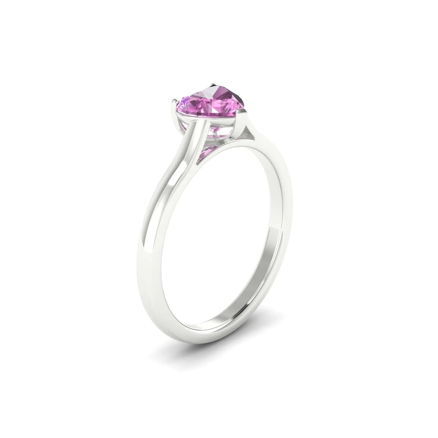 Cathedral | 18k White Gold 5.5 mm Heart Pink Sapphire Ring