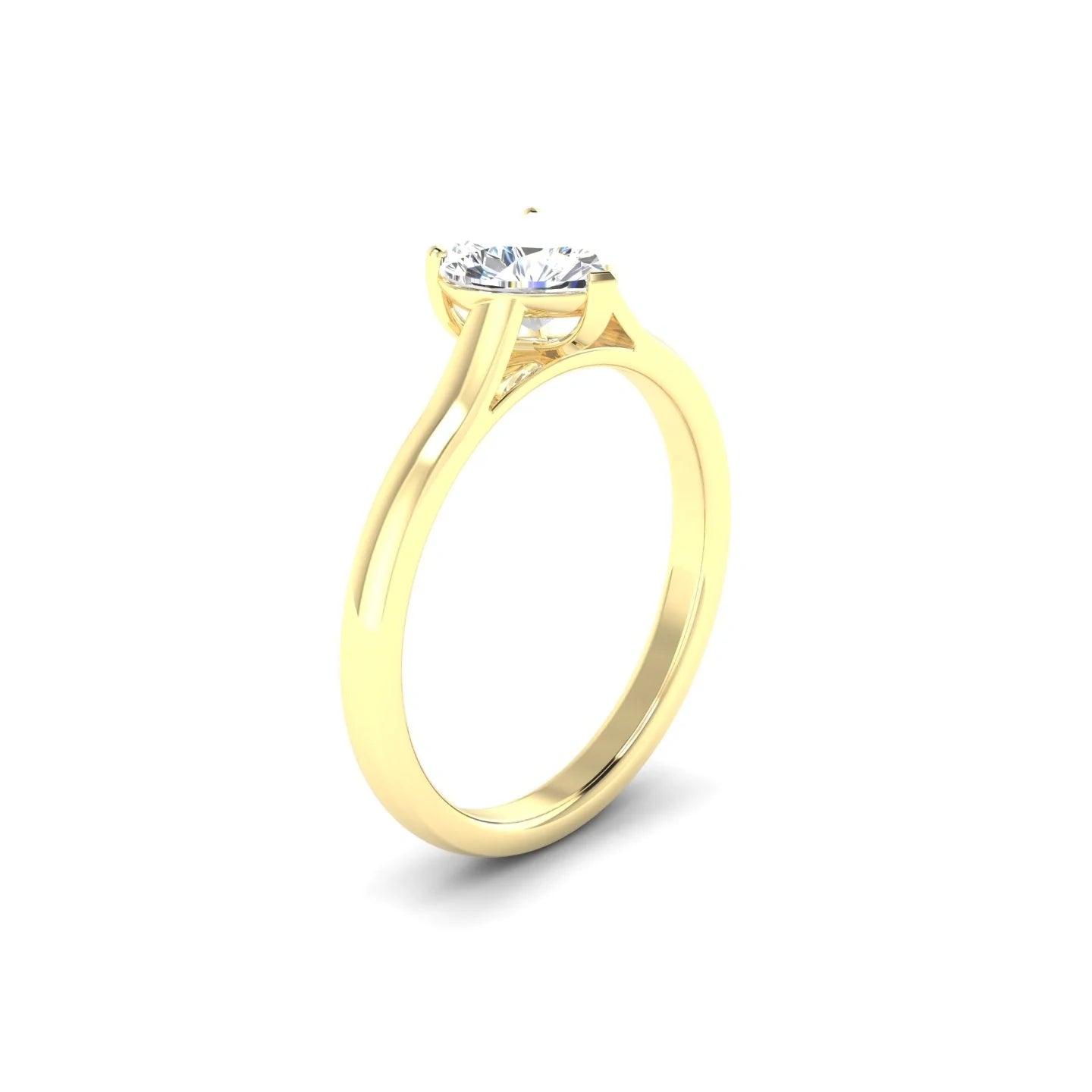 Cathedral | 18k Yellow Gold 5.5 mm Heart Diamond Ring