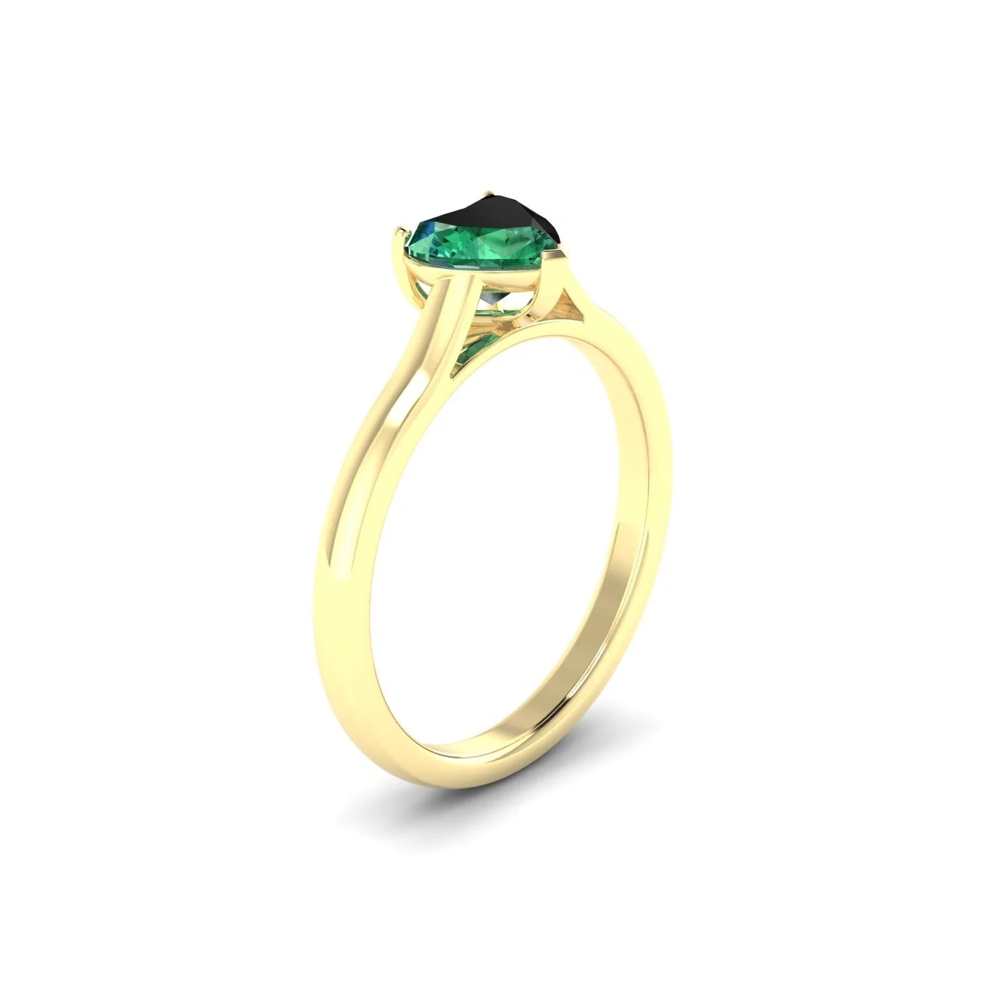 Cathedral | 18k Yellow Gold 5.5 mm Heart Emerald Ring