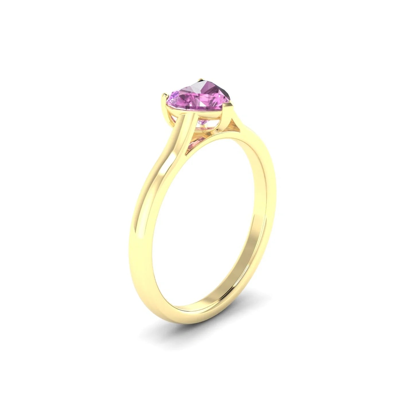 Cathedral | 18k Yellow Gold 5.5 mm Heart Pink Sapphire Ring