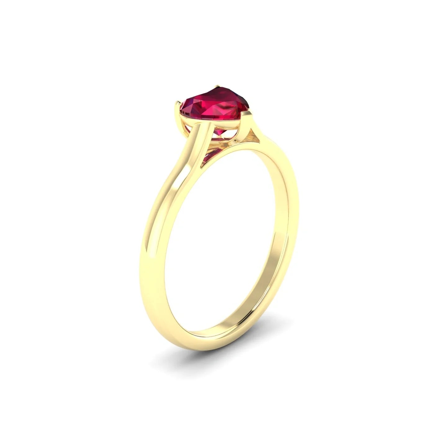 Cathedral | 18k Yellow Gold 5.5 mm Heart Ruby Ring