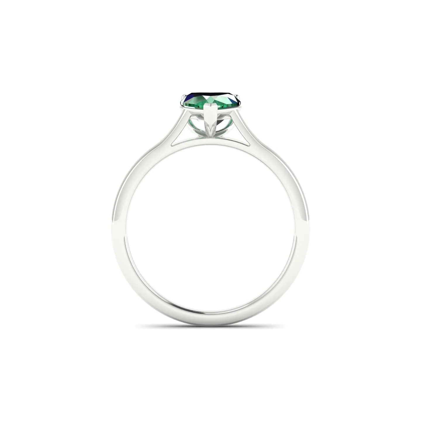 Cathedral | 18k White Gold 5.5 mm Heart Emerald Ring