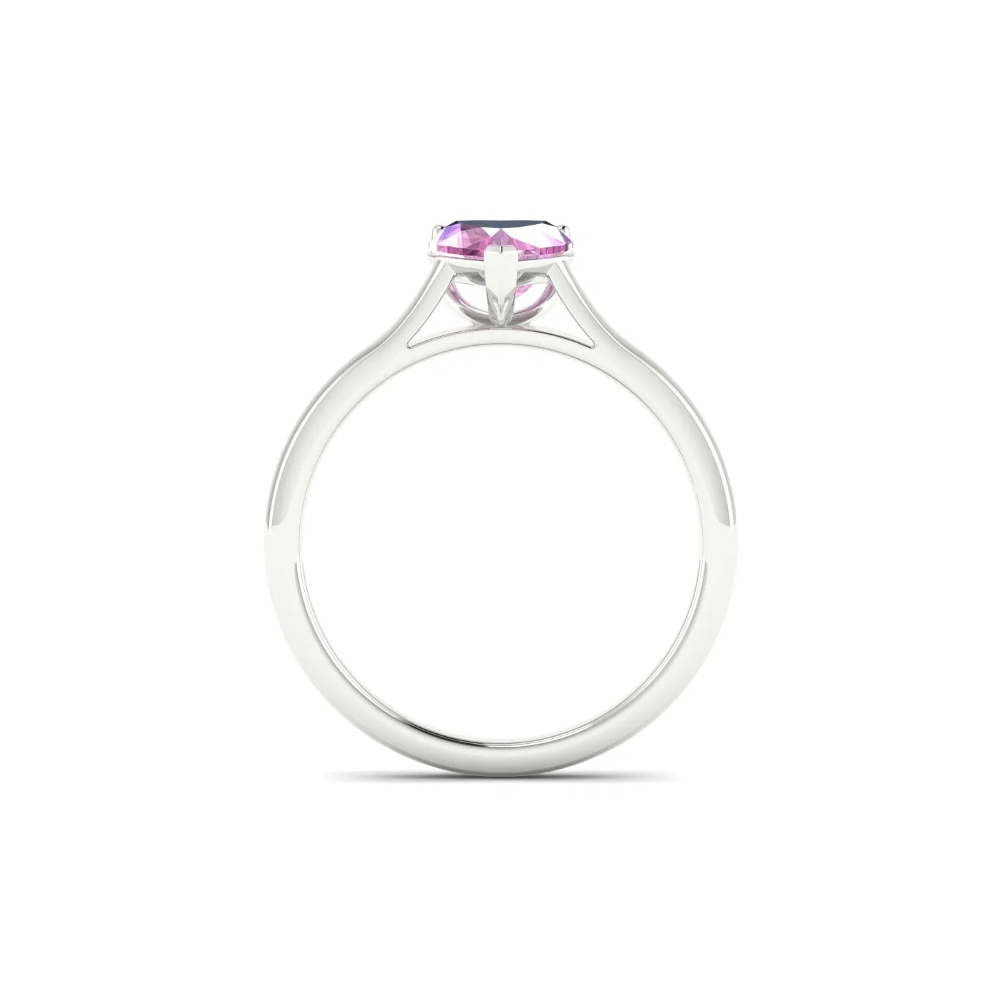 Cathedral | 18k White Gold 5.5 mm Heart Pink Sapphire Ring