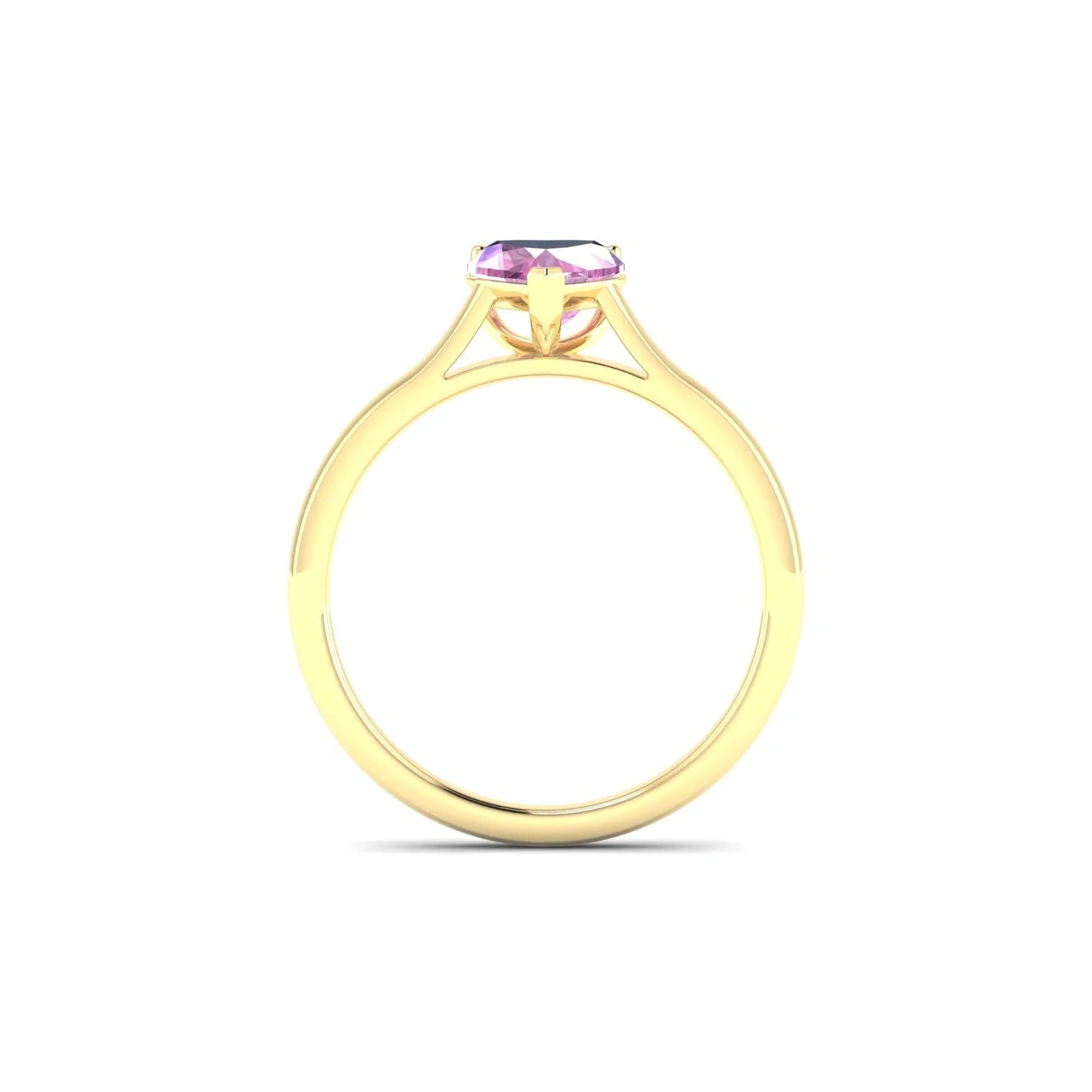 Cathedral | 18k Yellow Gold 5.5 mm Heart Pink Sapphire Ring