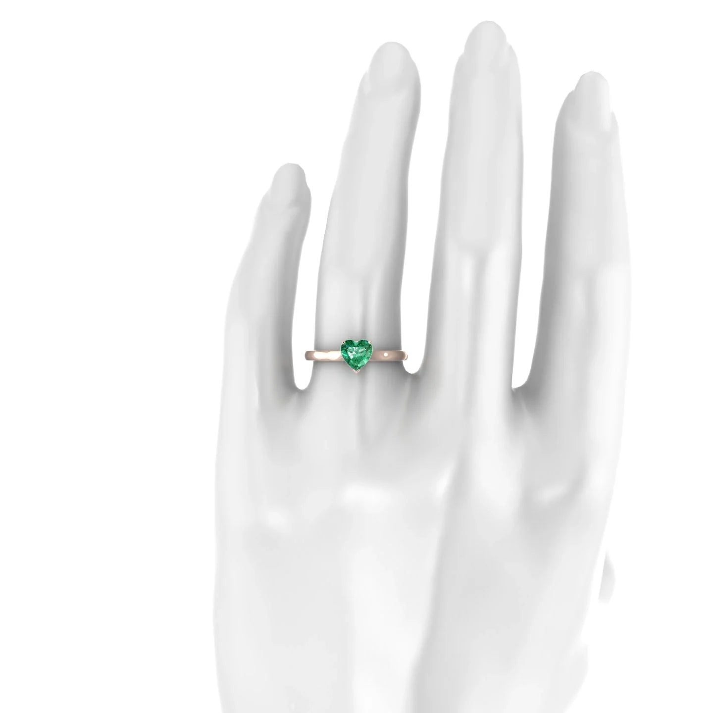 Cathedral | 18k Rose Gold 5.5 mm Heart Emerald Ring