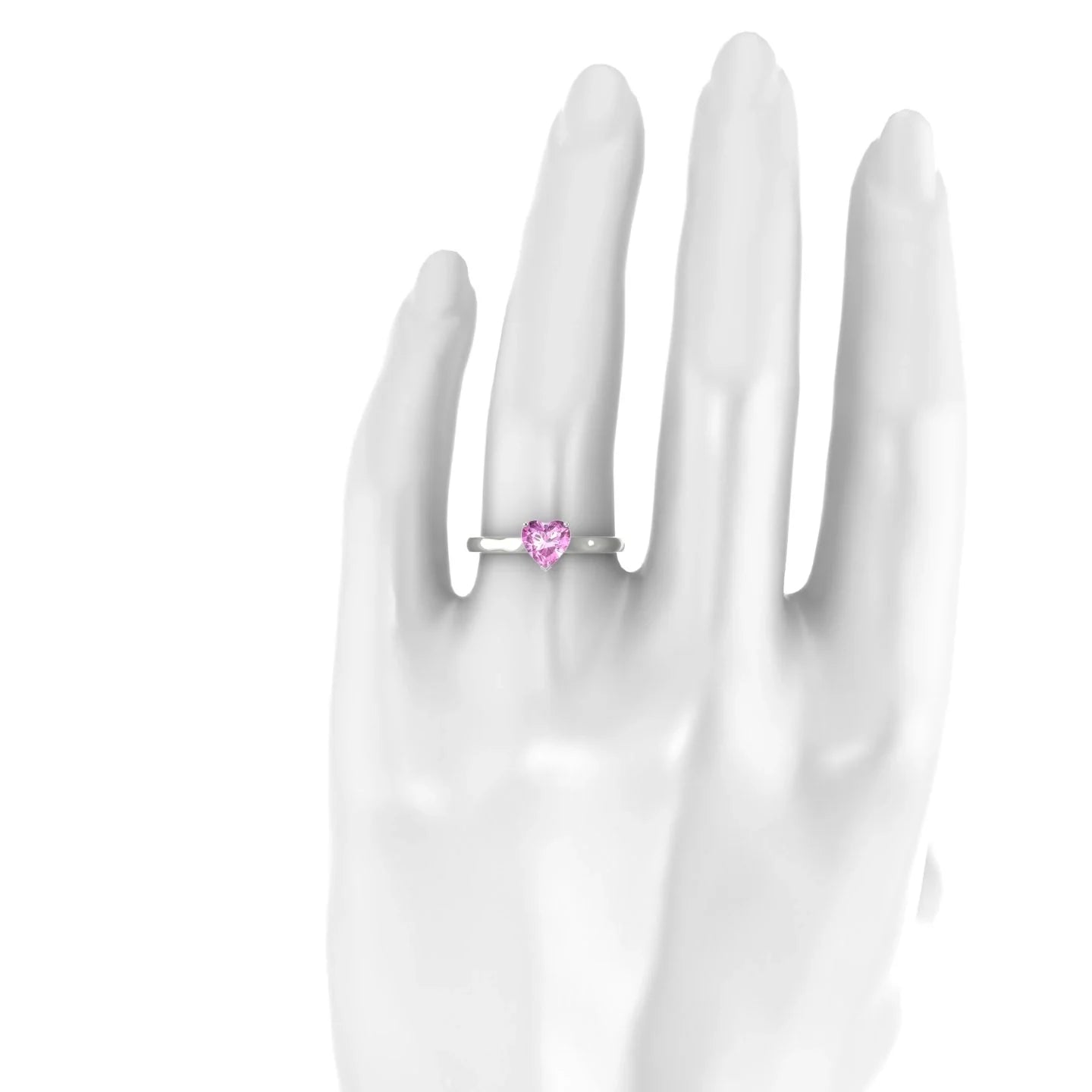 Cathedral | 18k White Gold 5.5 mm Heart Pink Sapphire Ring
