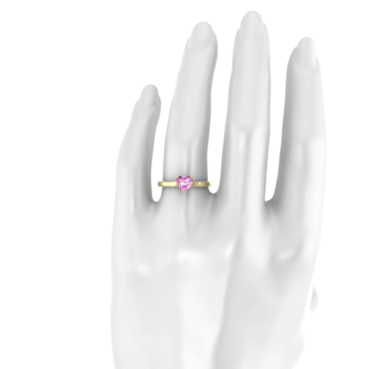 Cathedral | 18k Yellow Gold 5.5 mm Heart Pink Sapphire Ring